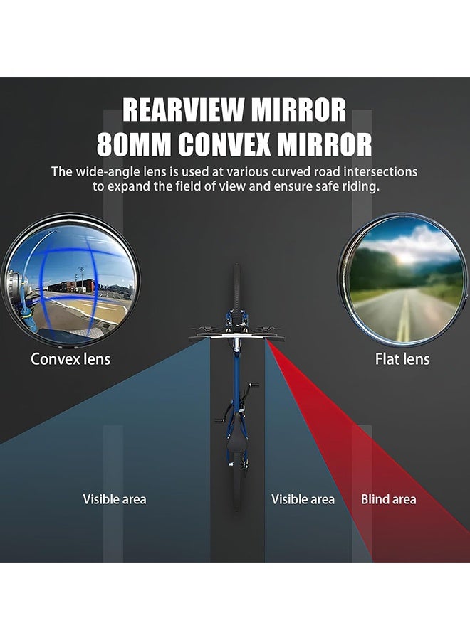 SUNDAREE مرآة دراجة، مرايا أمان للرؤية الخلفية للدراجات الهوائية، مرآة بلاستيكية محدبة قابلة للتعديل والدوران، مثبتة على مقود الدراجة، مناسبة لدراجات الطرق الجبلية. - Image 5