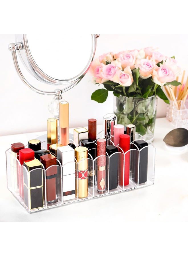 Hedume حامل ملمع شفاه من 2 عبوة، منظم أكريليك لملمع الشفاه ومستحضرات التجميل بـ 24 مساحة، صندوق عرض ملمع الشفاه للمنتجات الطويلة - Image 5