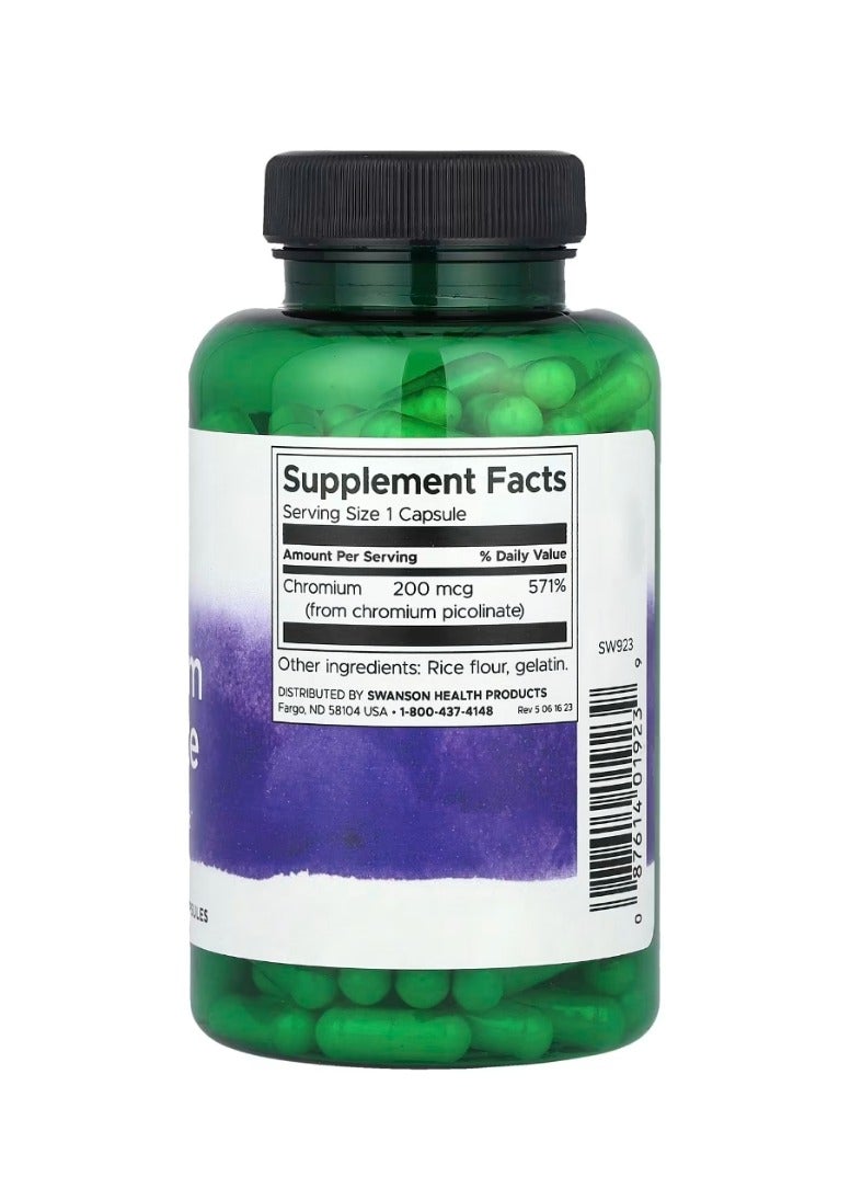 سوانسون بيكولينات الكروم 200 ميكروجرام 200 كبسولة - Image 2