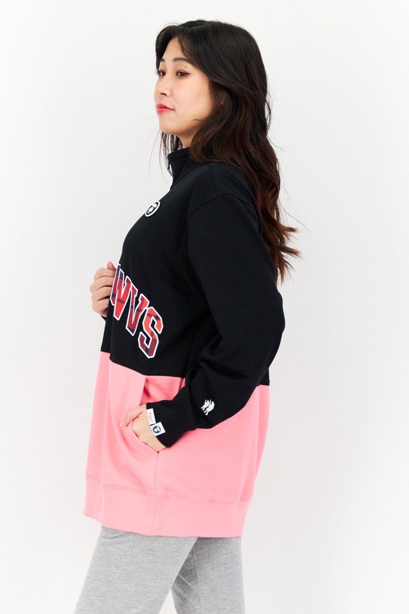 Aape By A Bathing Ape Women Mock Neck Graphic Print Long Sleeves Sweatshirt, Black - Image 3