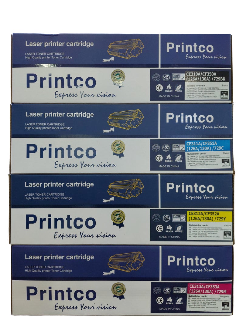 برينتكو متوافق مع خرطوشة حبر HP130A CF350A البديلة لطابعة HP 130A CF351A CF352A CF353A تعمل مع طابعة Laserjet Pro Color MFP M177fw M176n M177 M176 (1 أسود، 1 سماوي، 1 أرجواني، 1 أصفر) - Image 3