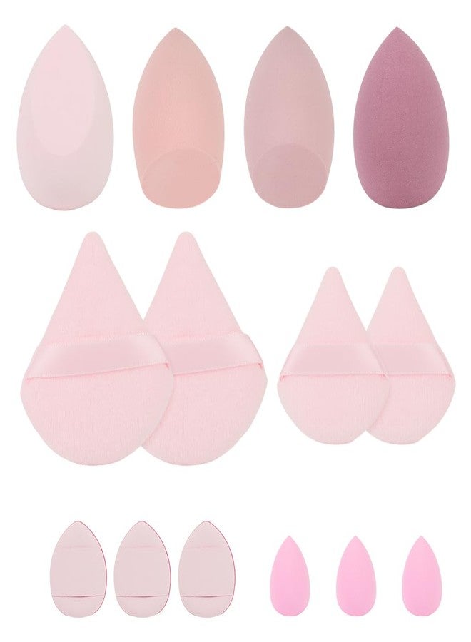 MAYCREATE® 14Pcs Makeup Sponge Set, Face Powder Puff for Women, Assorted Blender Sponges, Triangular Makeup Puff, Thumb-sized Foundation Blending Pads for Loose Powder, Liquid (Pink) - Image 1