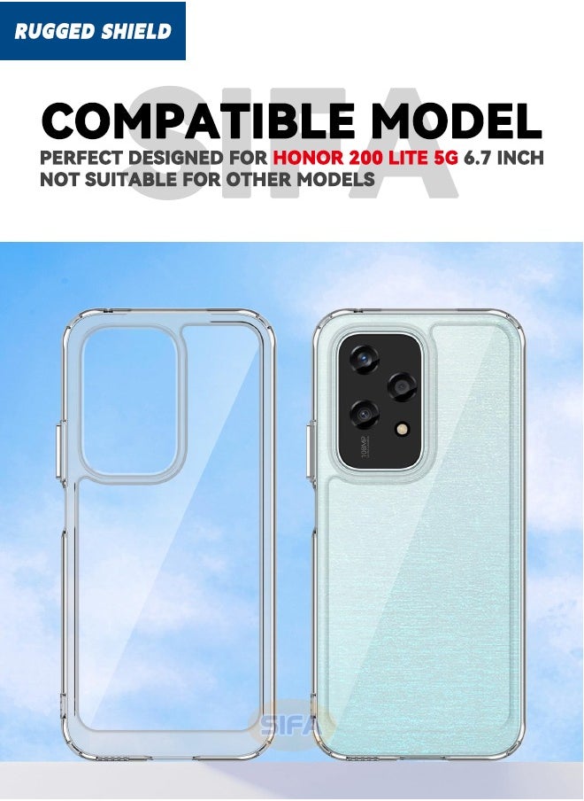RUGGED SHIELD Honor 200 Lite 5G Case, Clear Acrylic Hard Back Panel + Soft TPU Edge, [Anti Drop][Anti Scratch][Anti Slip][Anti Fingerprint] Protective Phone Case for Honor 200 LITE 5G 6.7 inch, Clear  - Image 2