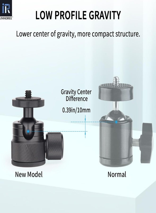 INNOREL Mini Ball Head- C19 Mount Tripod Head-CNC Metal Low Profile Ballhead 360° Pan 90° Tilt Tripods Mount with 3/8" to 1/4" Adapter Ballheads, Max Load 6.61 lb/3kg for Phone/DLSR Camera/Mini Holder - Image 3