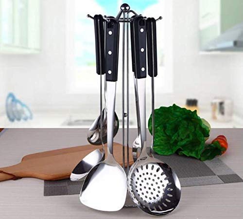 KPNG 1Pcs Stainless Steel Food Serving Rice Spoon with Nylon Handle Tableware Utensil Kitchen Tools Kitchen Supplies. (Black) Pack of-1 - Image 3