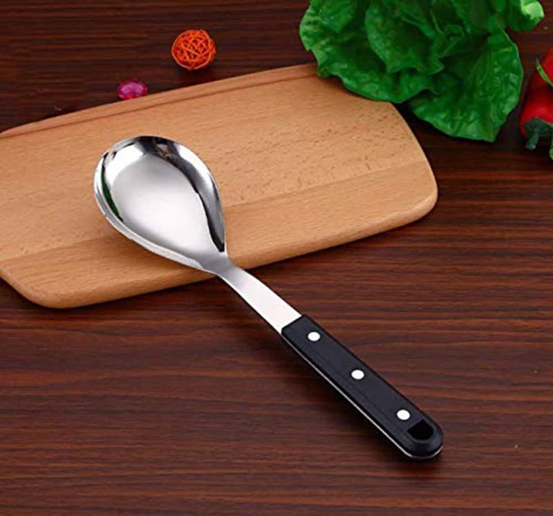 KPNG 1Pcs Stainless Steel Food Serving Rice Spoon with Nylon Handle Tableware Utensil Kitchen Tools Kitchen Supplies. (Black) Pack of-1 - Image 1