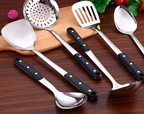 KPNG 1Pcs Stainless Steel Food Serving Rice Spoon with Nylon Handle Tableware Utensil Kitchen Tools Kitchen Supplies. (Black) Pack of-1 - Image 5