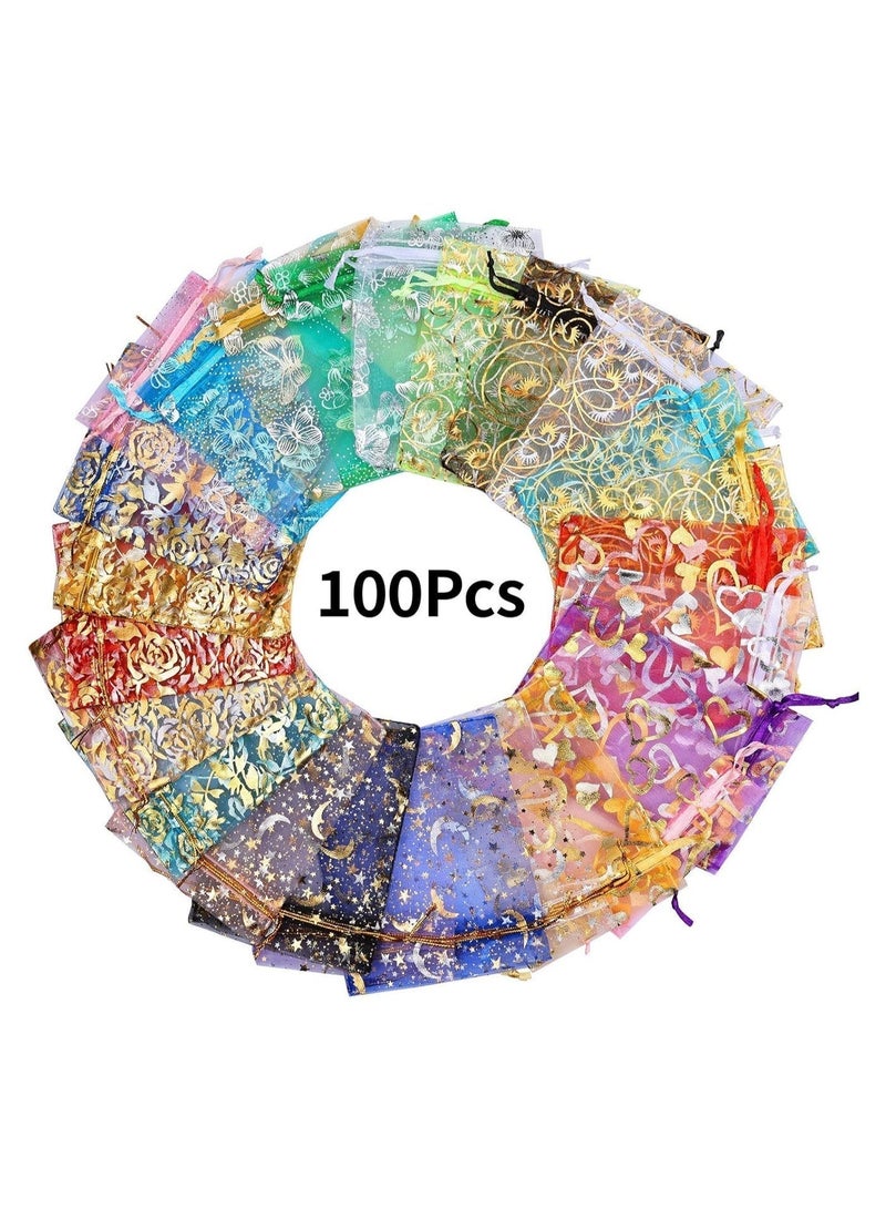 أكياس مجوهرات شبكية صغيرة، أكياس حلوى، أكياس هدايا أورجانزا (100 قطعة) - Image 2