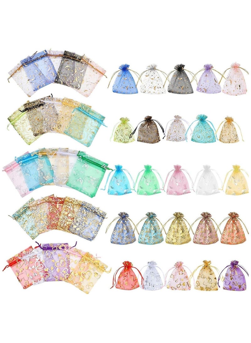 أكياس مجوهرات شبكية صغيرة، أكياس حلوى، أكياس هدايا أورجانزا (100 قطعة) - Image 1
