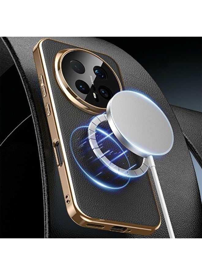 Genuine Leather Case Compatible with Honor Magic 8 Pro 5G Slim Luxury Electroplated Magnetic Cover with Camera Protection - Image 2