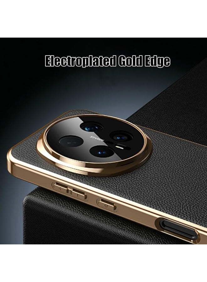 Genuine Leather Case Compatible with Honor Magic 8 Pro 5G Slim Luxury Electroplated Magnetic Cover with Camera Protection - Image 3
