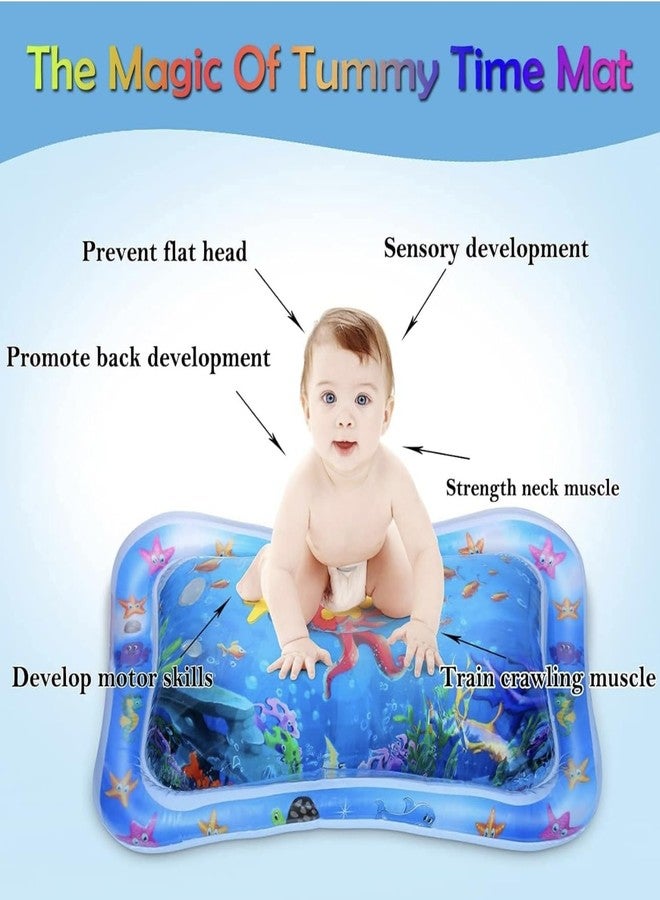 Richtots Premium Baby Kids Water Play Mat Toys Inflatable Tummy Time Leakproof Water Play Mat, Fun Activity Play Center Indoor and Outdoor Water Play Mat for Baby Random Design,Pack of 1 Set,Blue - Image 2