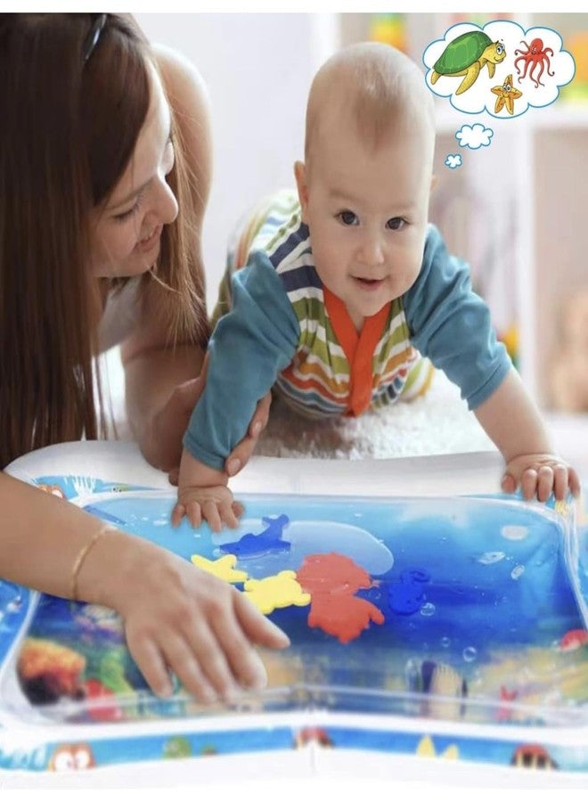 Richtots Premium Baby Kids Water Play Mat Toys Inflatable Tummy Time Leakproof Water Play Mat, Fun Activity Play Center Indoor and Outdoor Water Play Mat for Baby Random Design,Pack of 1 Set,Blue - Image 5