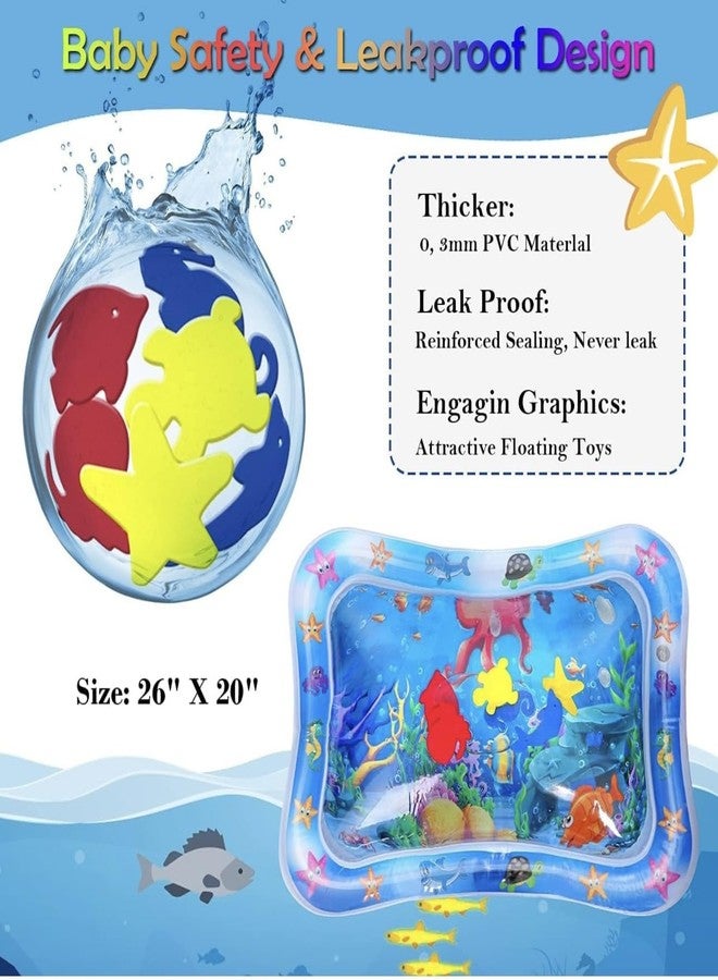 Richtots Premium Baby Kids Water Play Mat Toys Inflatable Tummy Time Leakproof Water Play Mat, Fun Activity Play Center Indoor and Outdoor Water Play Mat for Baby Random Design,Pack of 1 Set,Blue - Image 4