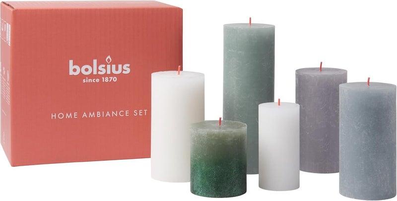 Bolsius Rustic Pillar Candles - Gift Set of 6 - Nordic Landscape - Decorative Household Candles - Length Burning Time - Unscented - Natural Plant Wax - Without Palm Oil - Image 3