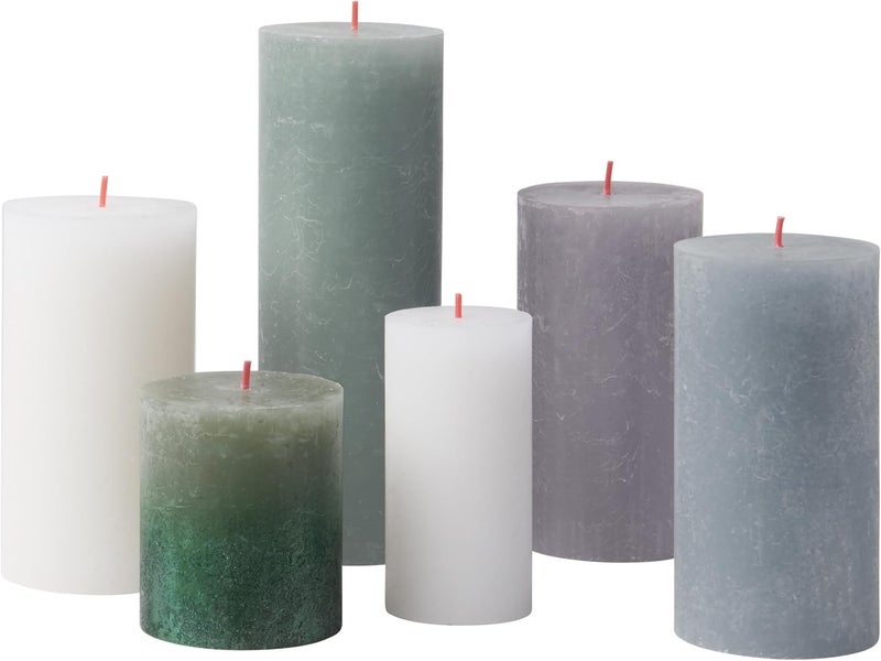 Bolsius Rustic Pillar Candles - Gift Set of 6 - Nordic Landscape - Decorative Household Candles - Length Burning Time - Unscented - Natural Plant Wax - Without Palm Oil - Image 1