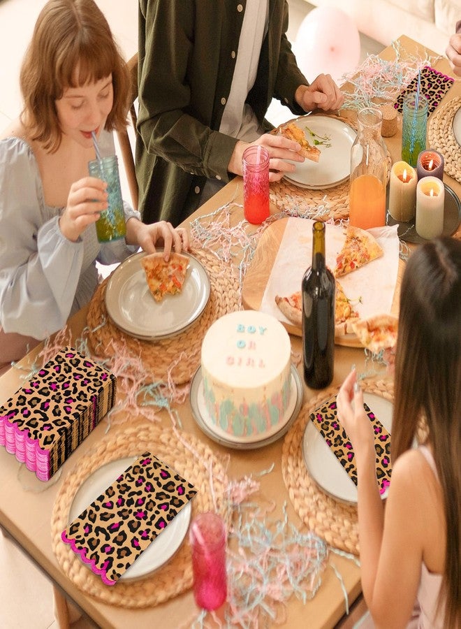 AnyDesign 100 Pcs Cheetah Guest Napkins Disposable Napkins Pink Leopard Print Scalloped Dinner Hand Paper Napkin for Birthday Table Bathroom Party Supplies - Image 5