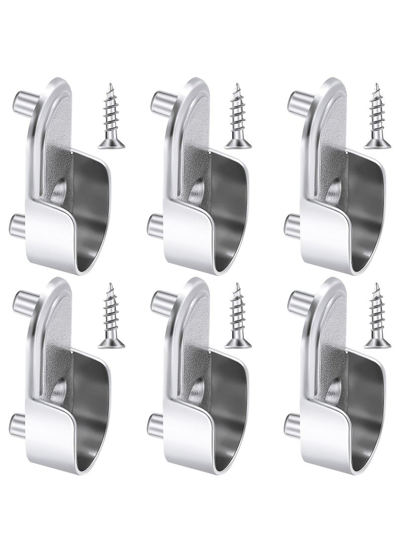 SYOSI 6 Pcs Oval Wardrobe Hanging Rails Fittings, Wardrobe Pole Fittings, Wardrobe Rod Bracket Bracket for Wardrobe Shower Curtain Closet Curtain Wardrobe Closet, Polished Chrome Finish - Image 1