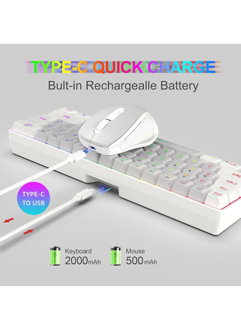 Rock Pow - ROCK POW Arabic English 2.4G Wireless Gaming Keyboard and Mouse Combo,Include Mini 60% Mechanical Feel RGB Backlit Keyboard, Ergonomic Vertical Feel Small Wireless Mouse - Image 1