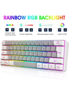 Rock Pow ROCK POW Arabic English 2.4G Wireless Gaming Keyboard and Mouse Combo,Include Mini 60% Mechanical Feel RGB Backlit Keyboard, Ergonomic Vertical Feel Small Wireless Mouse  - Image 2