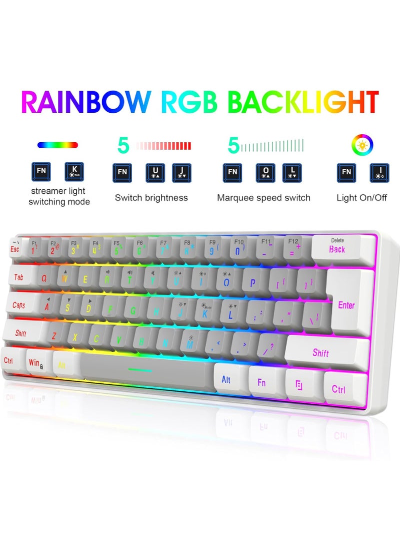 Rock Pow - ROCK POW Arabic English 2.4G Wireless Gaming Keyboard and Mouse Combo,Include Mini 60% Mechanical Feel RGB Backlit Keyboard, Ergonomic Vertical Feel Small Wireless Mouse - Image 1