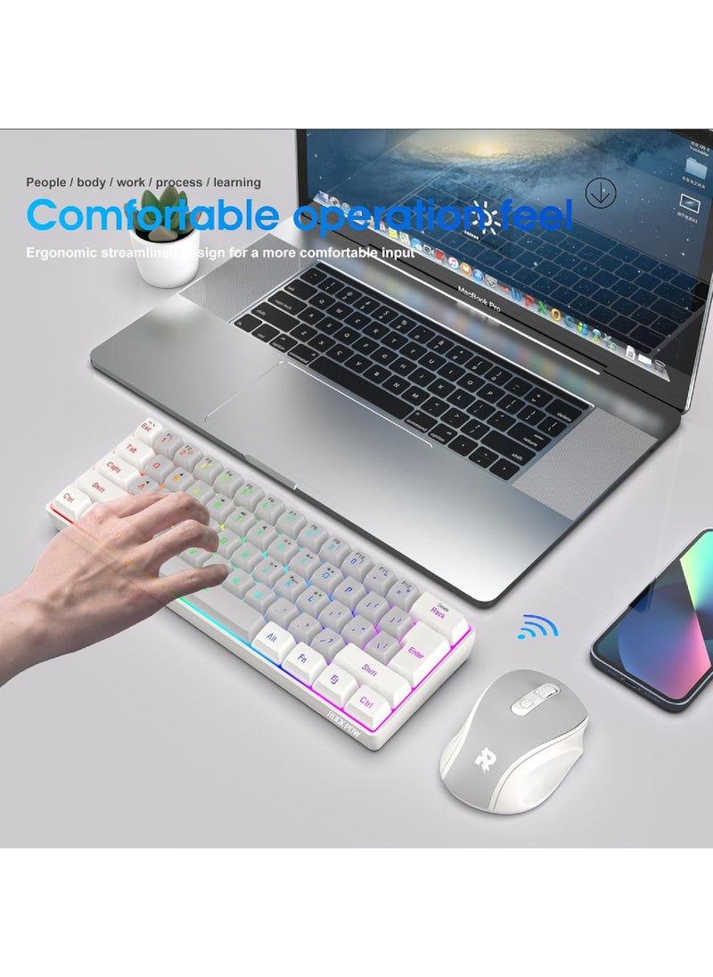 Rock Pow - ROCK POW Arabic English 2.4G Wireless Gaming Keyboard and Mouse Combo,Include Mini 60% Mechanical Feel RGB Backlit Keyboard, Ergonomic Vertical Feel Small Wireless Mouse - Image 1