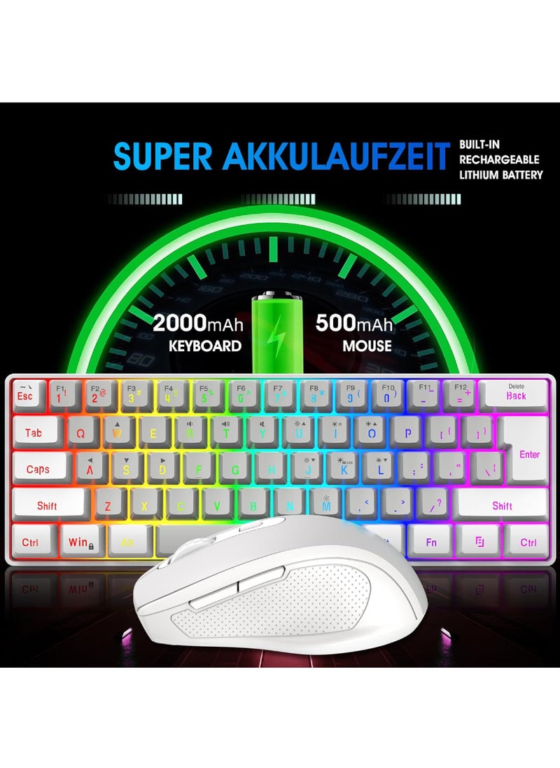 Rock Pow - ROCK POW Arabic English 2.4G Wireless Gaming Keyboard and Mouse Combo,Include Mini 60% Mechanical Feel RGB Backlit Keyboard, Ergonomic Vertical Feel Small Wireless Mouse - Image 1
