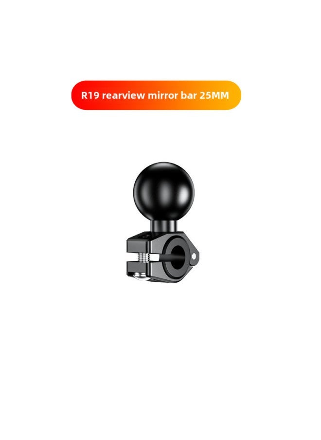 Sports Camera Adapter Ball Head 25mm Mobile Phone Bracket Pipe Clamp Fixed Base One Inch Double Ball Head Bar Accessories-Color:R19 Rearview Mirror Bar Seat 25mm - Image 1