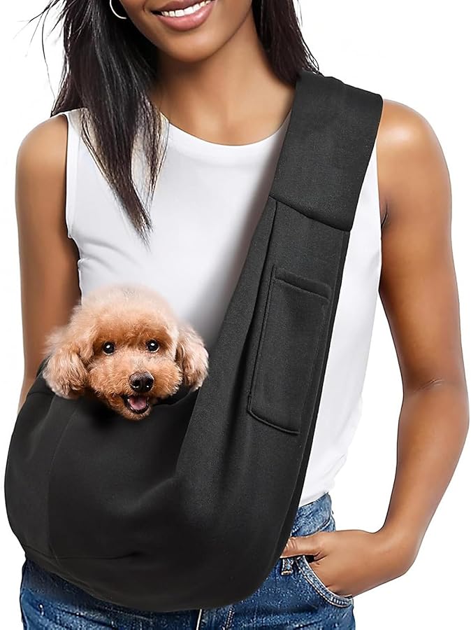 Reversible Pet Carrier Sling Bag For Small Dogs Cats Outdoor Travel Black - Image 1