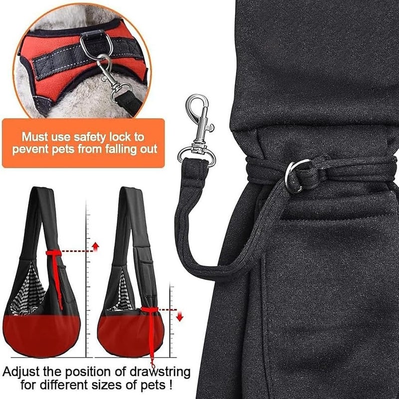 Reversible Pet Carrier Sling Bag For Small Dogs Cats Outdoor Travel Black - Image 3