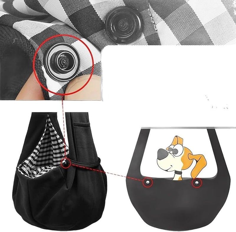 Reversible Pet Carrier Sling Bag For Small Dogs Cats Outdoor Travel Black - Image 2