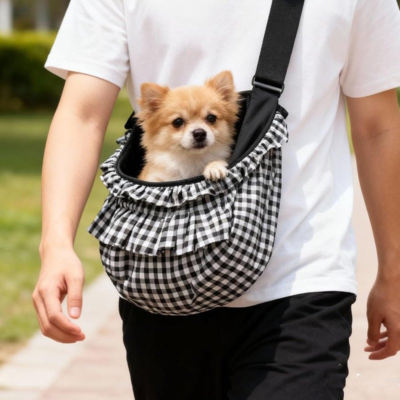 Reversible Pet Carrier Sling Bag For Small Dogs Cats Outdoor Travel Black - Image 5
