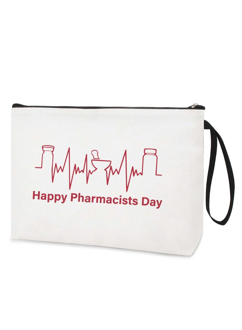 PRINTSHOP4ME Pharmacist Day Cosmetic Bags with Zipper Portable Multipurpose Cosmetic Pouch or Pharmacy Bag suitable Graduation Gift for Medical Students (Design 3) 