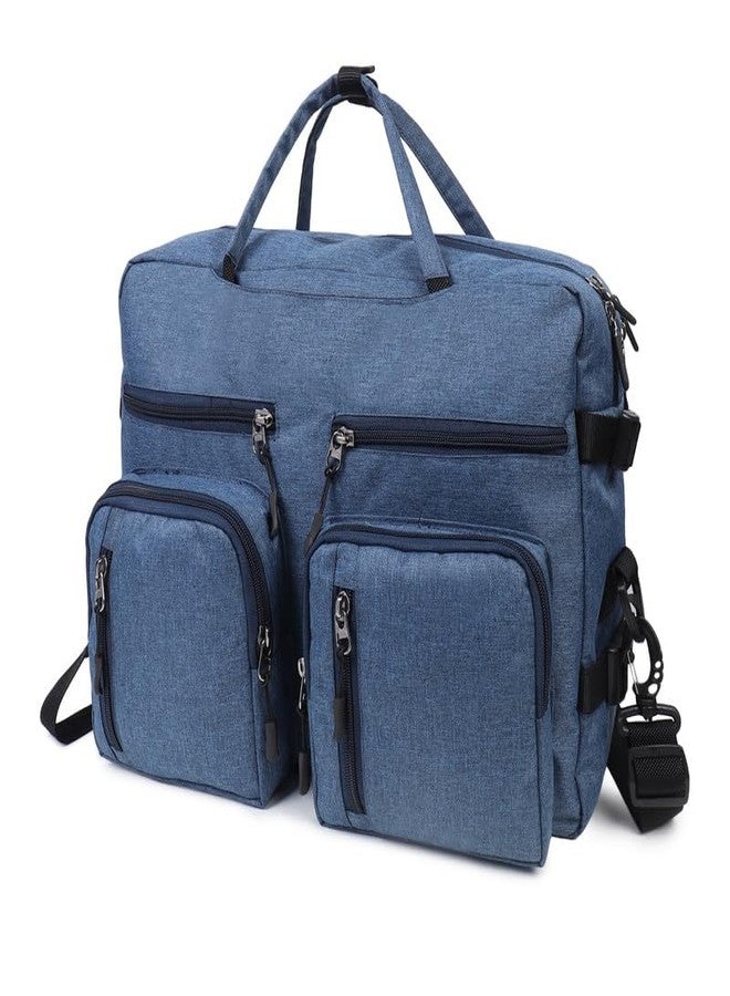 Ineffable Laptop Bag For Men & Women Convertible Backpack with Tablet Compartment & Multiple Organisers Water resistant with Rainproof ZippersFor Office And Travel In Oxford Fabric, Navy Blue - Image 1