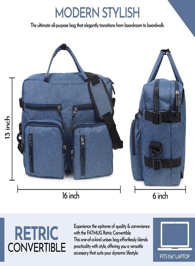 Ineffable Laptop Bag For Men & Women Convertible Backpack with Tablet Compartment & Multiple Organisers Water resistant with Rainproof ZippersFor Office And Travel In Oxford Fabric, Navy Blue - Image 4