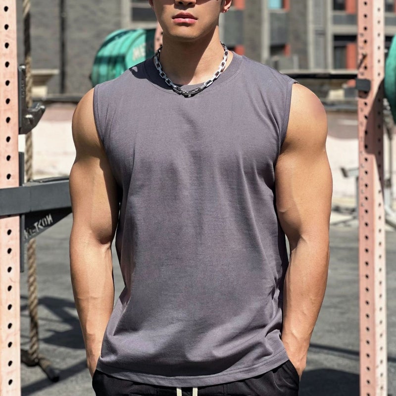 Men's Cotton Muscle Fit Vest, Quick-Dry - Image 2