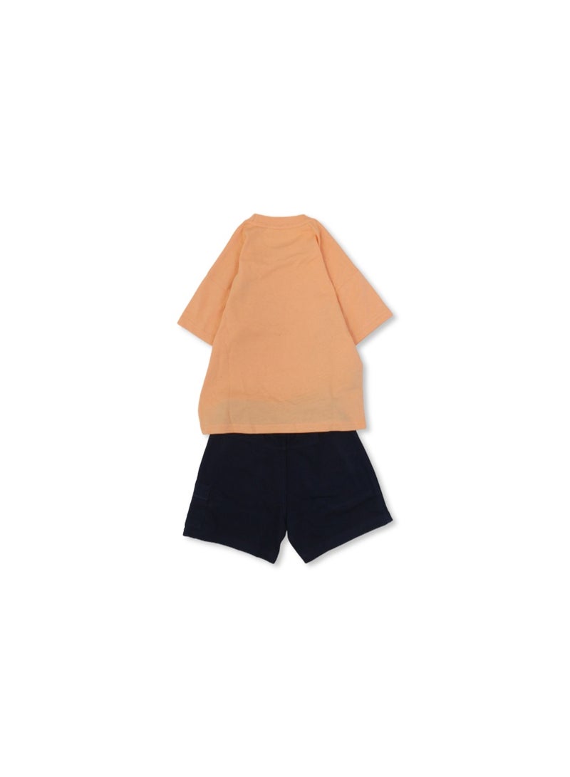 دريم بيجامة قطنية قصيرة الأكمام للأولاد - برتقالية اللون بطبعة "لاعب ألعاب فيديو عبر الإنترنت" - Image 2