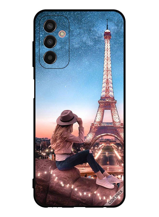 Covernex Protective Case Cover For Samsung Galaxy M13 Hat Girl and Eiffel Tower - Image 1