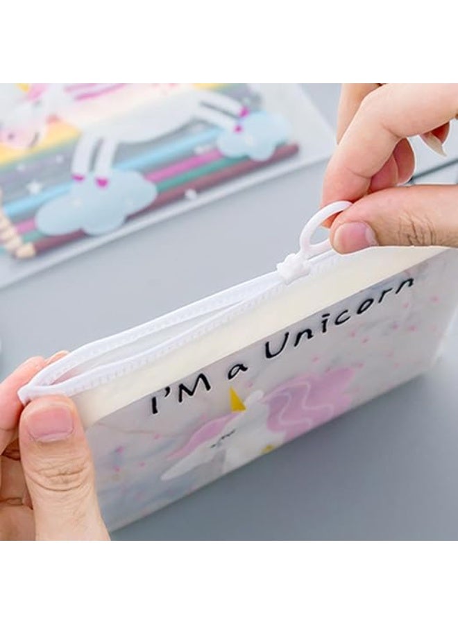 حقيبة متعددة الأغراض بسحاب، حقيبة أقلام وأقلام رصاص، حقيبة تنظيم ملحقات السفر، حامل أدوات مكتبية، حقيبة مكياج، هدية إرجاع للأطفال - حقيبة شفافة - عبوة من قطعتين - Image 3