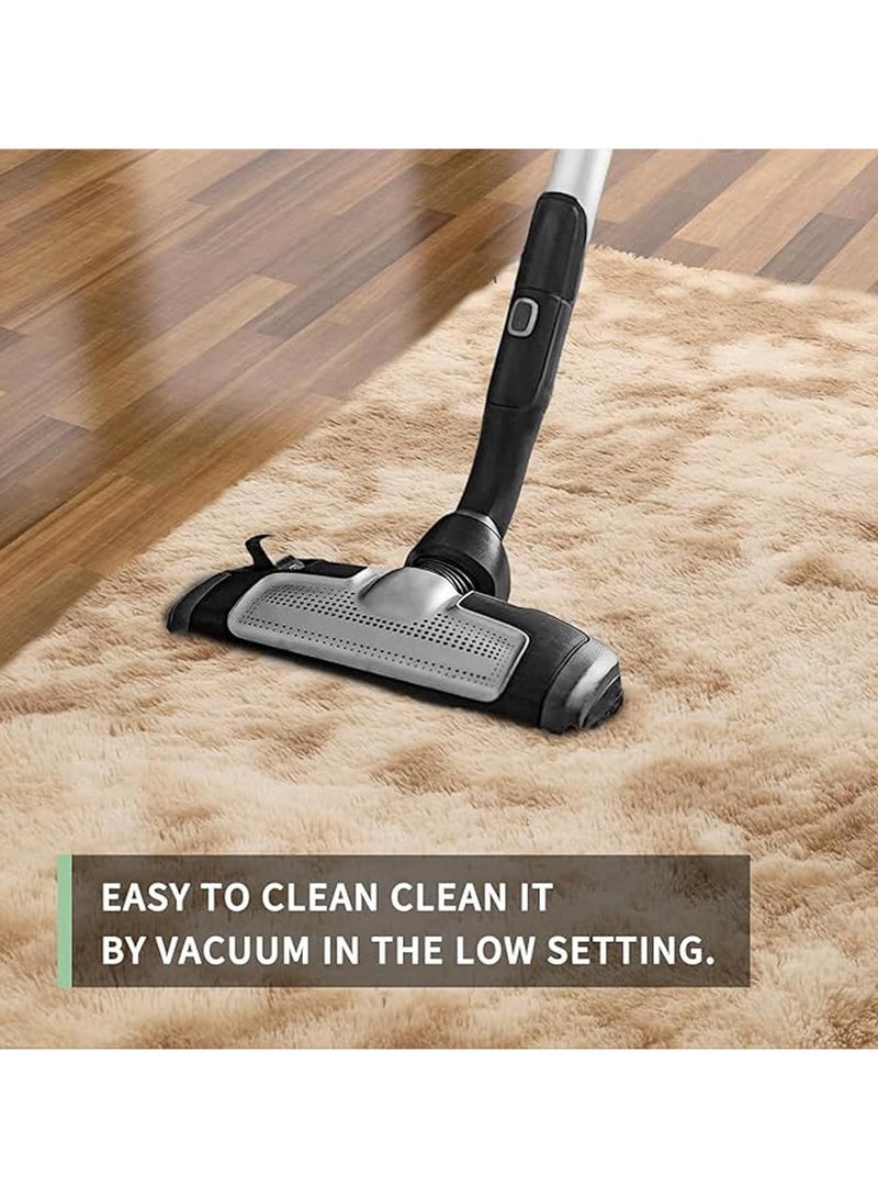 سجادات كبيرة الحجم لغرفة المعيشة، سجادات ناعمة من القطيفة ذات اللون البيج المصبوغة، سجادات ناعمة للغاية حديثة للداخل لغرفة نوم الفتيات أو الأطفال أو الحضانة أو ديكور المنزل (بيج) - Image 3