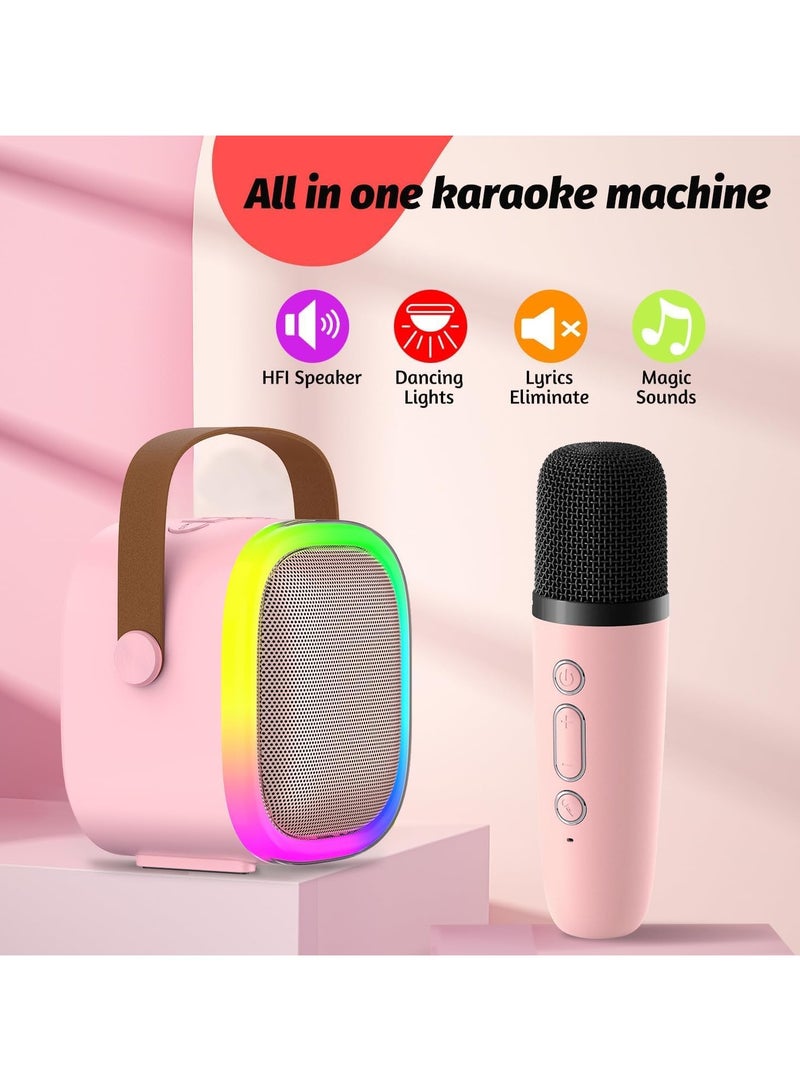 ZONEY Kids Karaoke Machine,Karaoke Microphone Machine Toy with 2 Wireless Microphones, Portable Bluetooth Speaker Gift with Colorful Lights for Girls Boys Family Home Party (Pink) - Image 2