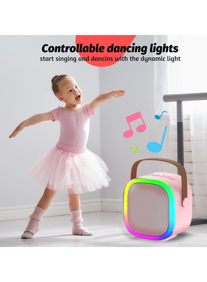 ZONEY Kids Karaoke Machine,Karaoke Microphone Machine Toy with 2 Wireless Microphones, Portable Bluetooth Speaker Gift with Colorful Lights for Girls Boys Family Home Party (Pink) - Image 4