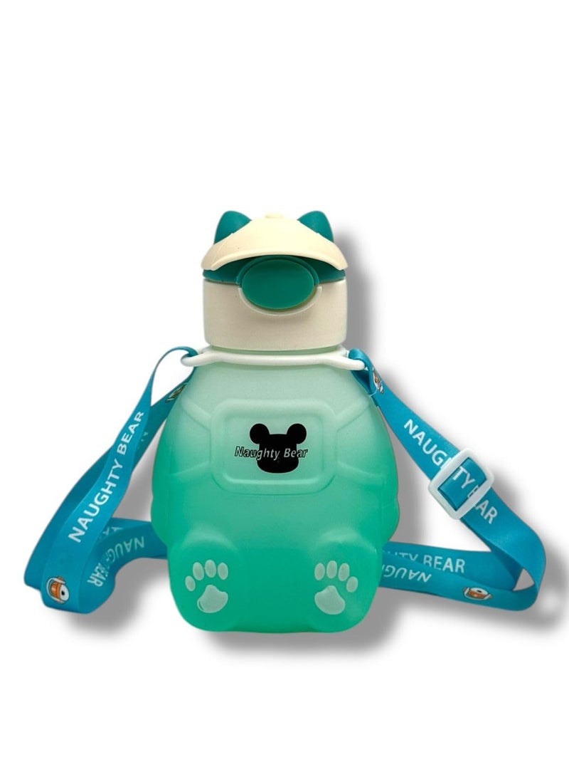 كيوشوب زمزمية أطفال بحزام وماصة – تصميم أرنب لطيف من كيوشوب مثالية للمدرسة، الحضانة، النادي وكل الخروجات - Image 1