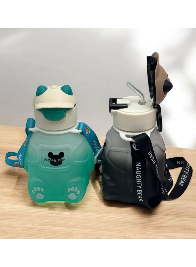 كيوشوب زمزمية أطفال بحزام وماصة – تصميم أرنب لطيف من كيوشوب مثالية للمدرسة، الحضانة، النادي وكل الخروجات - Image 4