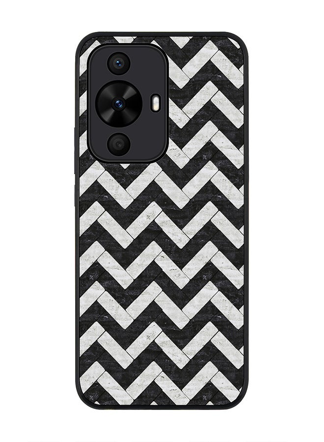 Stylizedd Rugged Black edge case for Huawei nova 12s / Huawei nova 11/ Huawei nova 12 Lite 4G, Slim fit Flexible Anti Drop Thin Cover - Chevron Tiles - Image 1