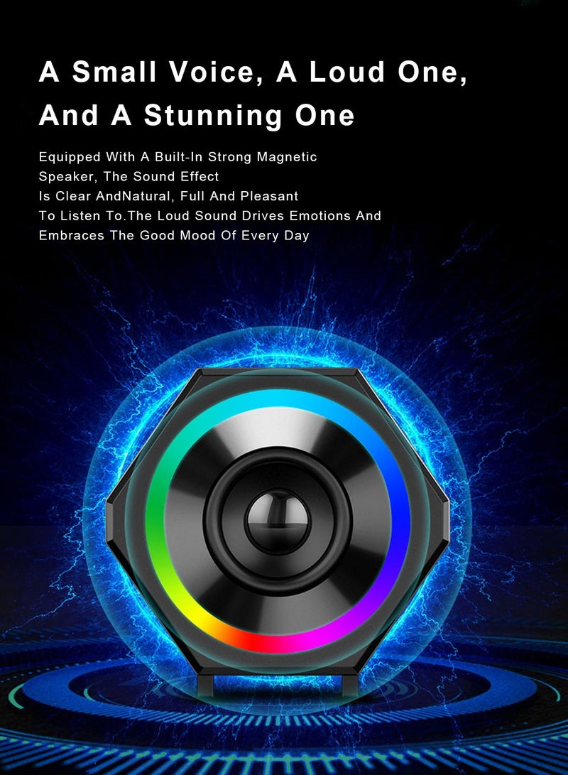 Mini USB Wired PC Speaker Stereo Bass Music Player with RGB Atmosphere Light - Image 4