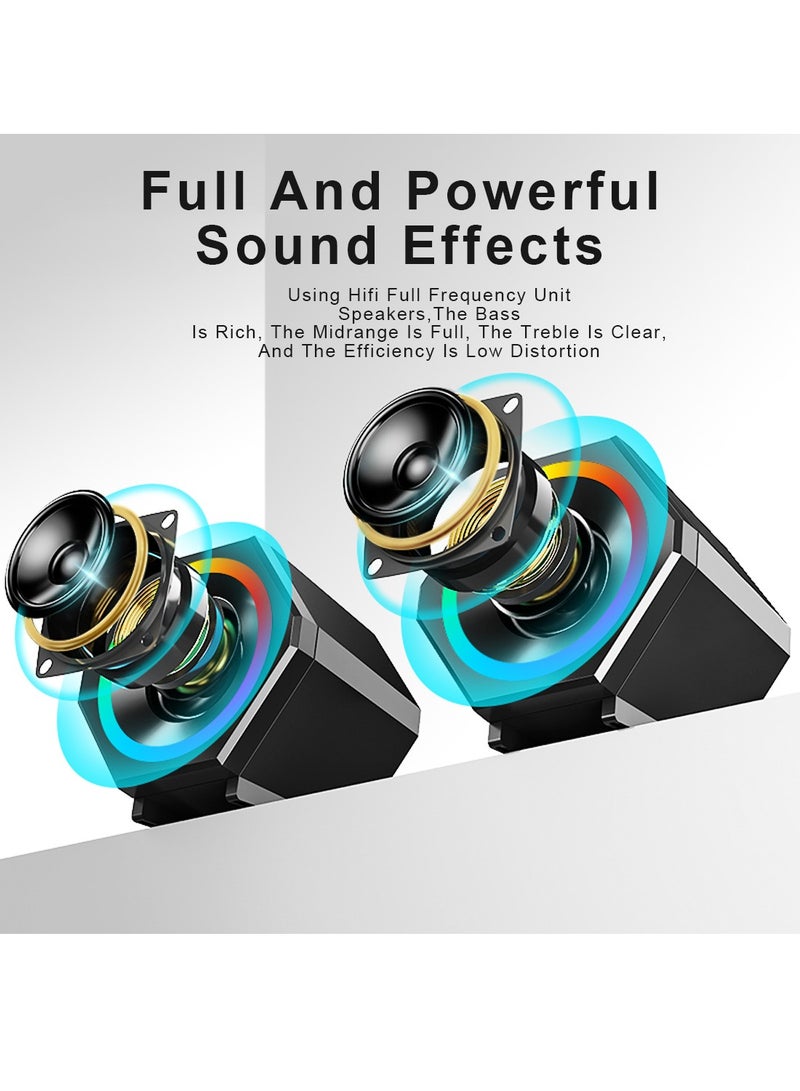 Mini USB Wired PC Speaker Stereo Bass Music Player with RGB Atmosphere Light - Image 5