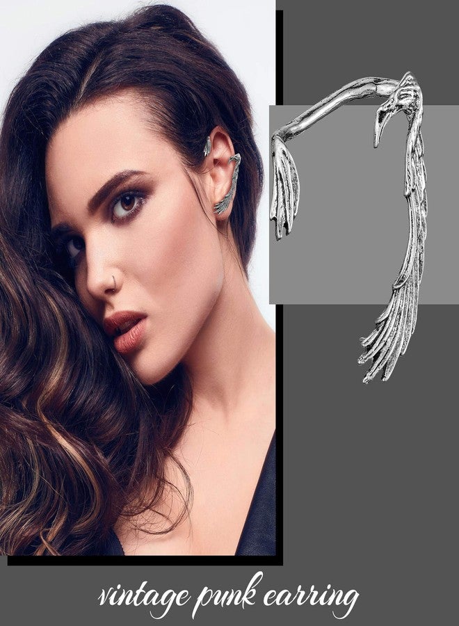 Hicarer 8 Pcs Punk Earrings Dragon Ear Cuff Vintage Retro Snake Bat Crow Ear Climber Earrings Gothic Ear Clip Wrap for Women Men Party Dress - Image 4