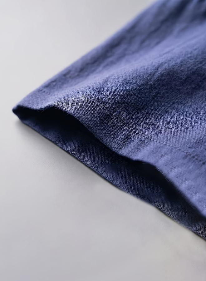 Take Two Dark Blue Plain Resort Shirt - Image 3