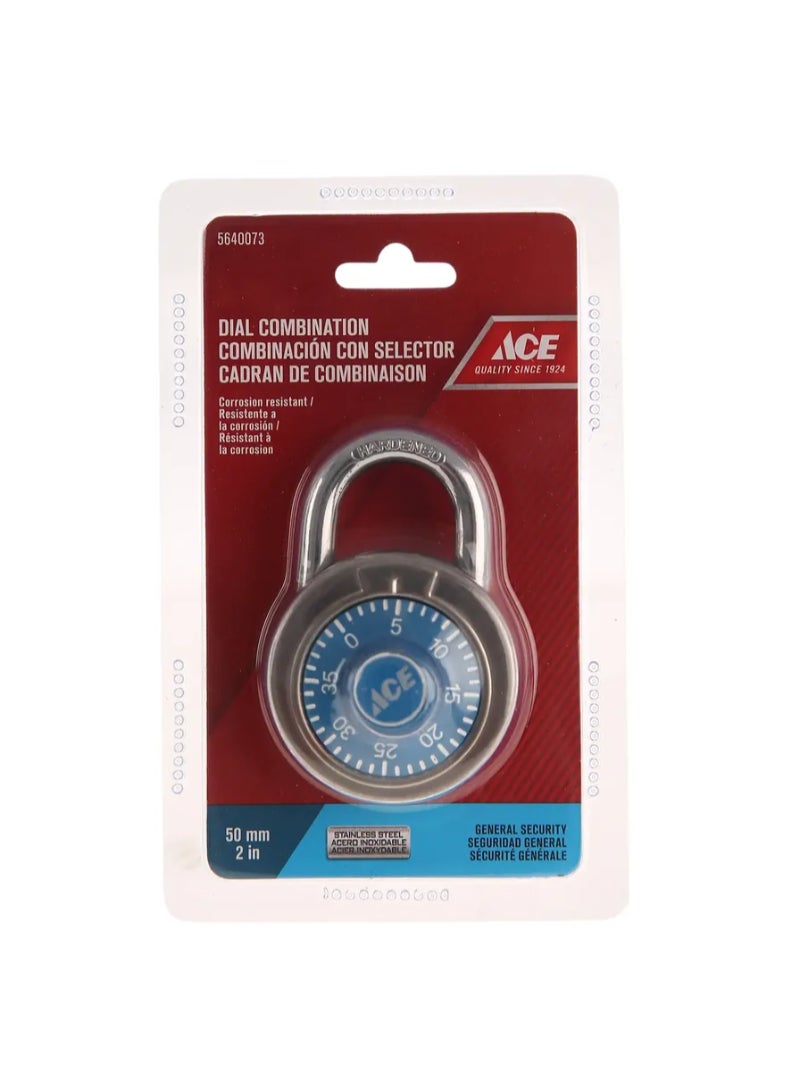ACE Combination Padlock 50mm Blue